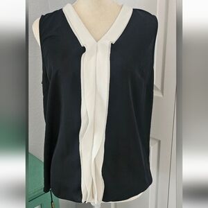 Talbots Sleeveless Black & White Trim Blouse